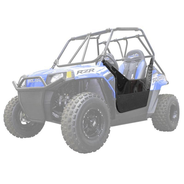 Durable Polaris RZR 170 bolt-on mid-height doors with UV-stable plastic skins and powder-coated steel frame for secure trail protection