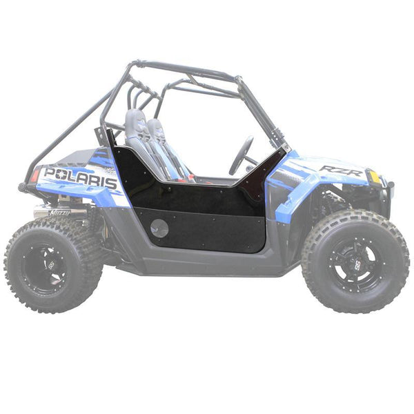 Durable Polaris RZR 170 bolt-on mid-height doors with UV-stable plastic skins and powder-coated steel frame for secure trail protection
