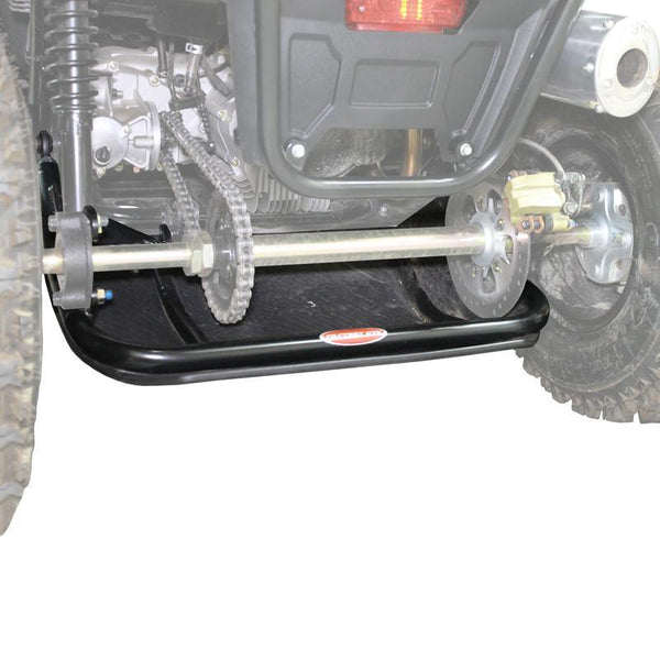 Polaris RZR 170 swingarm kit with heavy-duty steel tubing, CNC axle holders, UHMW skid plate, and chromoly heim joints