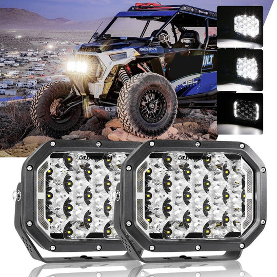 7x5" Amber LED Spot Driving Lights with DRL – 2pcs - Dunes 2 Dezert SXS