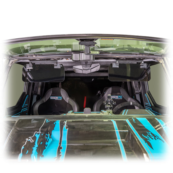 Adjustable tinted polycarbonate sun visor for 2024+ Polaris XPEDITION models with anodized aluminum hardware and dual pivot mounting