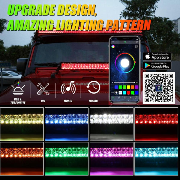 New 42 Inch V-PRO Series Straight RGBW Color Changing Off Road Led Light Bar for ATV UTV SIDE BY SIDES - Dunes 2 Dezert SXS