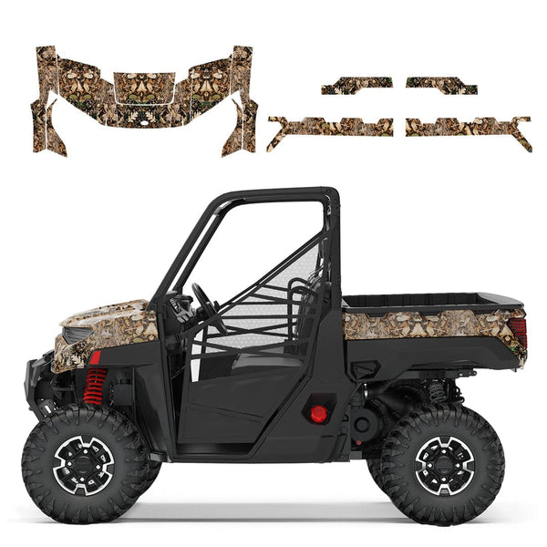 Polaris Ranger 1000 XP UTV Camo Wraps Graphics Kit (Light Green Leaves) - Kemimoto