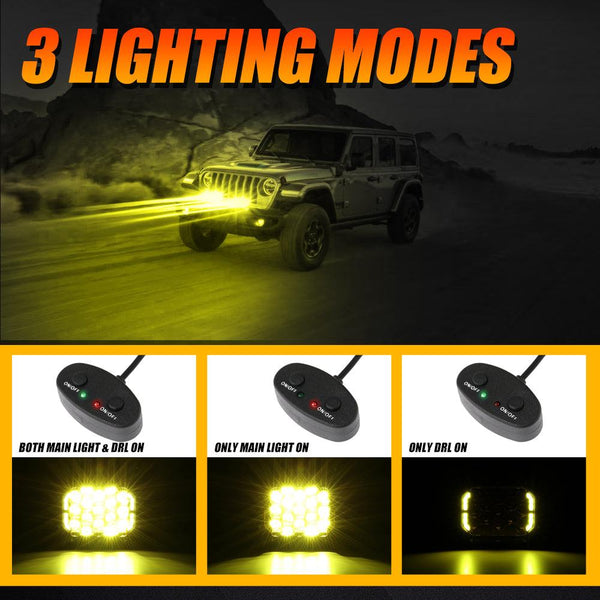 7x5 Inch Rectangle LED Pods Amber Spot Driving Lights with DRL FOR ATV UTV SIDE BY SIDE 4X4 - Dunes 2 Dezert SXS