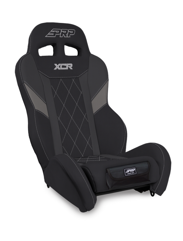 PRP XCR Suspension Seat - Black/Gray w Diamond Stitch and Front Pocket