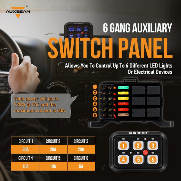 Single Series 6/8 Gang LED Switch Panel,Off Road Light Controller - Dunes 2 Dezert SXS