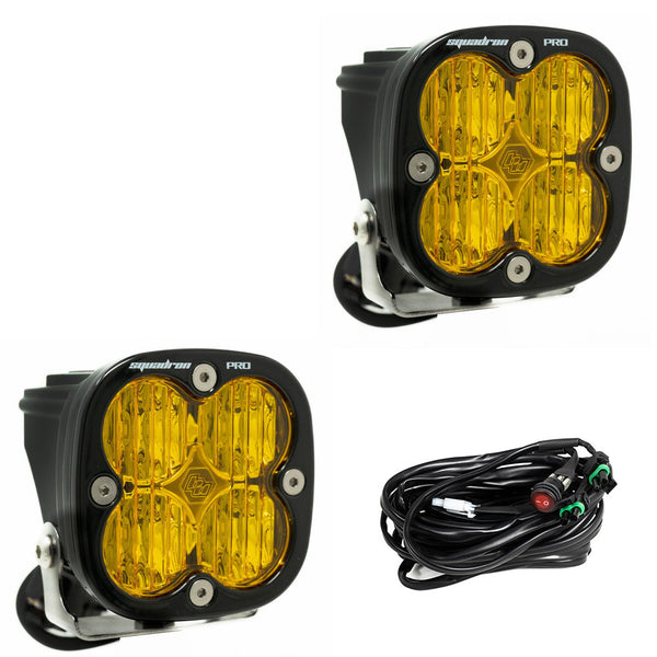 Baja Designs Squadron Pro LED Auxiliary Light Pod Pair Amber Wide Cornering - Dunes 2 Dezert SXS