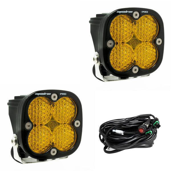 Baja Designs Squadron Pro LED Auxiliary Light Pod Pair Amber Work/Scene - Dunes 2 Dezert SXS