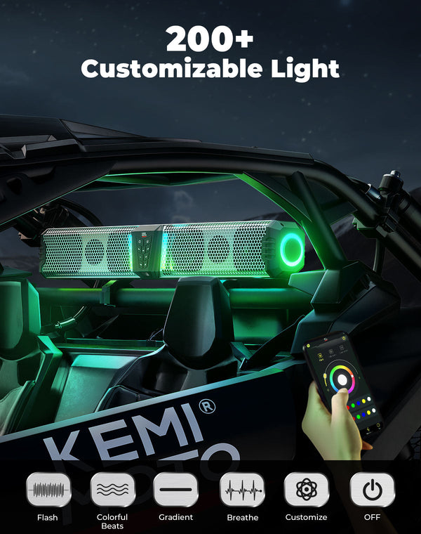 KEMIMOTO Midnight S80 32" Aluminum 6-Speaker RGB Soundbar Silver - Dunes 2 Dezert SXS