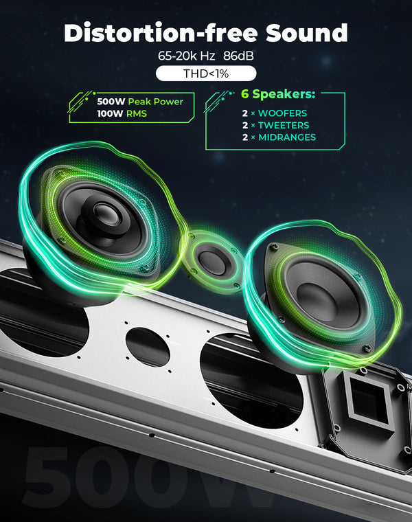 KEMIMOTO Midnight S80 32" Aluminum 6-Speaker RGB Soundbar Silver - Dunes 2 Dezert SXS