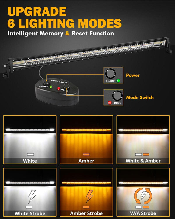 50 Inch 6 Modes White&Amber Straight Off Road Led Light Bar - Dunes 2 Dezert SXS