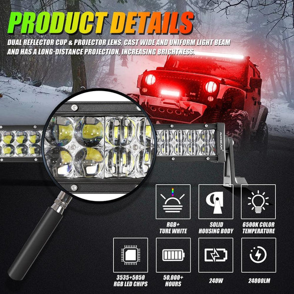 New 42 Inch V-PRO Series Straight RGBW Color Changing Off Road Led Light Bar for ATV UTV SIDE BY SIDES - Dunes 2 Dezert SXS
