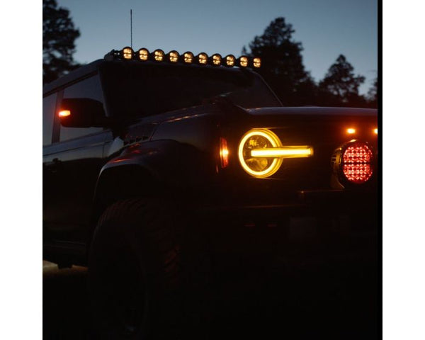 Rigid 360 Connect 50-inch RGBW LED light bar with 10 modular pods, adjustable curve, and high-output spot and drive lighting optics