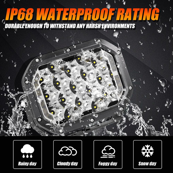 7x5" Amber LED Spot Driving Lights with DRL – 2pcs - Dunes 2 Dezert SXS
