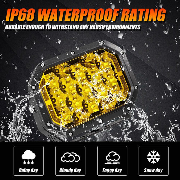 7x5 Inch Rectangle LED Pods Amber Spot Driving Lights with DRL FOR ATV UTV SIDE BY SIDE 4X4 - Dunes 2 Dezert SXS