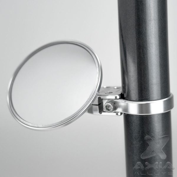 4 inch billet aluminum racing spot mirror for UTVs with 360-degree rotation, wide rear visibility, and dual mounting options