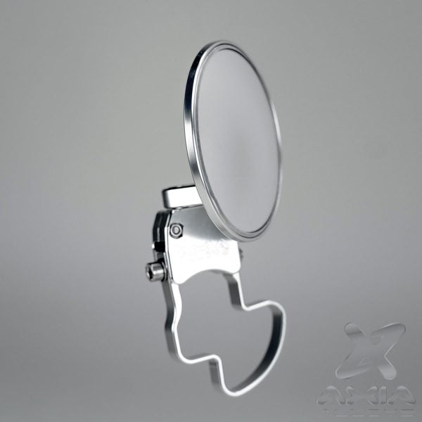 4 inch billet aluminum racing spot mirror for UTVs with 360-degree rotation, wide rear visibility, and dual mounting options