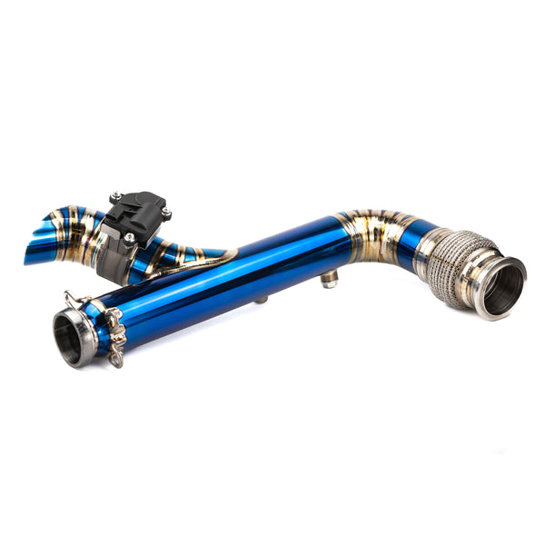 Lightweight titanium 3-inch RPM E-Valve exhaust for Can-Am X3 adds horsepower and sport tone with push-button valve control.