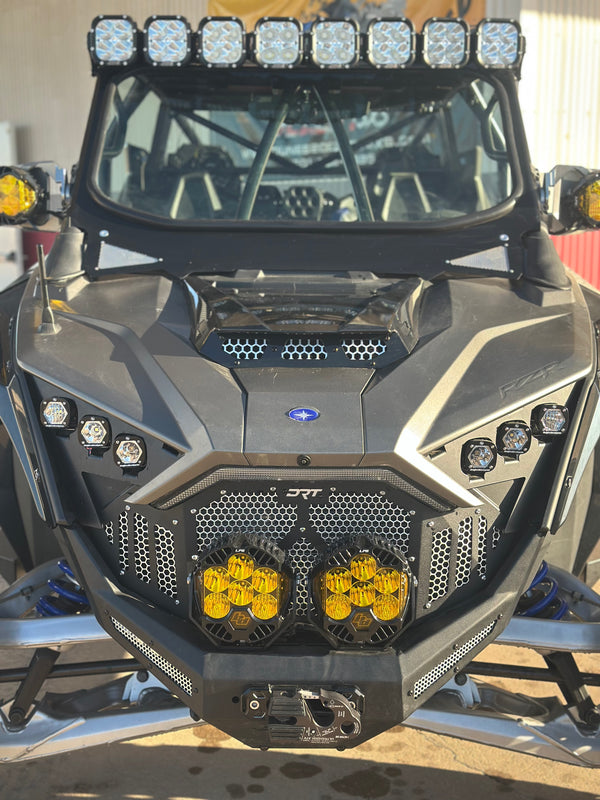 Baja Designs LP6 Pro LED Auxiliary Light Pod Amber with amber backlight and driving combo lens on the Dunes 2 Dezert SXS Polaris RZR Pro R Ultimate