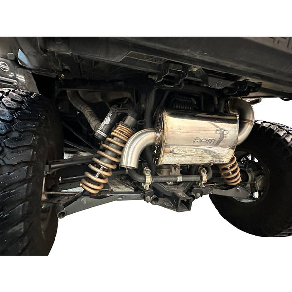 RPM slip-on sport muffler for Polaris General, General XP, and RZR S 1000. Stainless steel, TIG welded, 4HP gain, and deep exhaust tone.