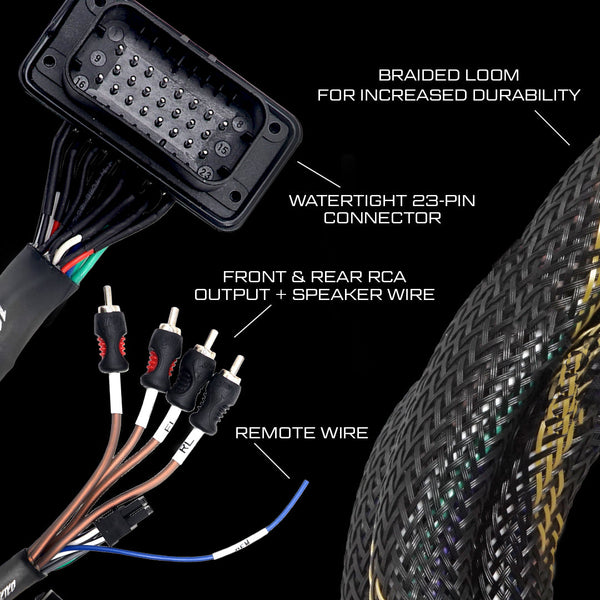 RZR® Pro Series Ride Command Front & Rear RCA Output + Speaker Wire & Remote | UTVS-PRO-RC-RCA-OUT - Dunes 2 Dezert SXS
