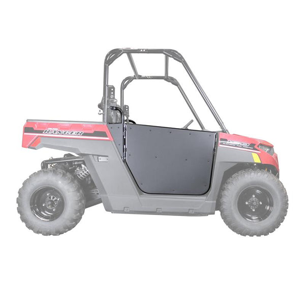 Polaris Ranger 150 complete door kit with steel frame and durable plastic skins, easy bolt-on fit for side-by-side protection