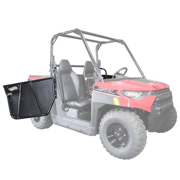 Polaris Ranger 150 complete door kit with steel frame and durable plastic skins, easy bolt-on fit for side-by-side protection