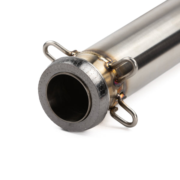 RPM TIG welded stainless mid pipe for Can-Am X3 Turbo, Turbo R, and RR with cat delete for max power and heat reduction.