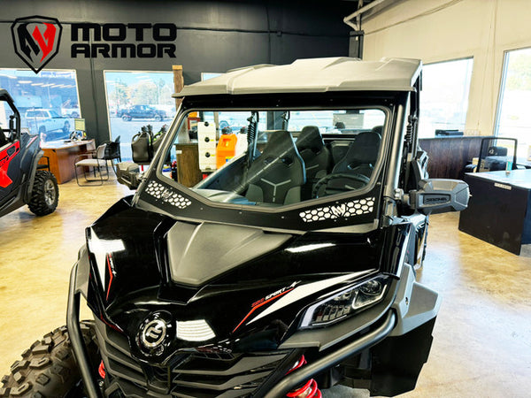 Moto Armor full glass windshield with vents for CF Moto Z Force 950 / 800 Trail โ DOT laminated safety glass