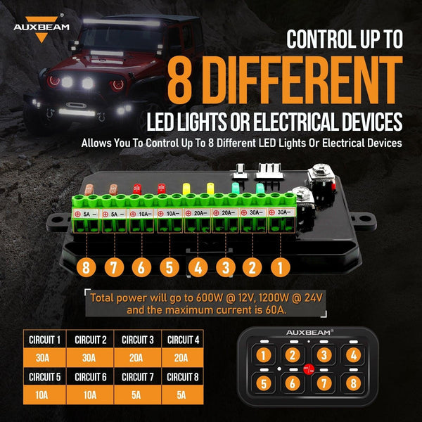 Single Series 6/8 Gang LED Switch Panel,Off Road Light Controller - Dunes 2 Dezert SXS