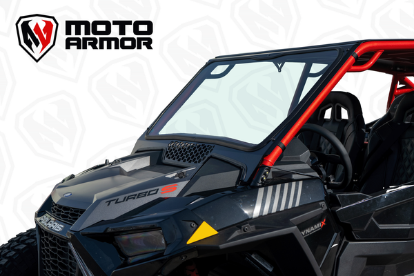 Moto Armor full glass windshield with DOT safety glass and vented aluminum frame for Turbo S, XP Turbo, XP 1000 Voodoo Riders cage