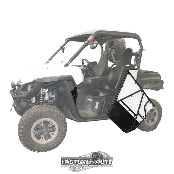 Yamaha Wolverine and Viking bow-out aftermarket steel tube doors with high-impact polypropylene skins for safe UTV ride