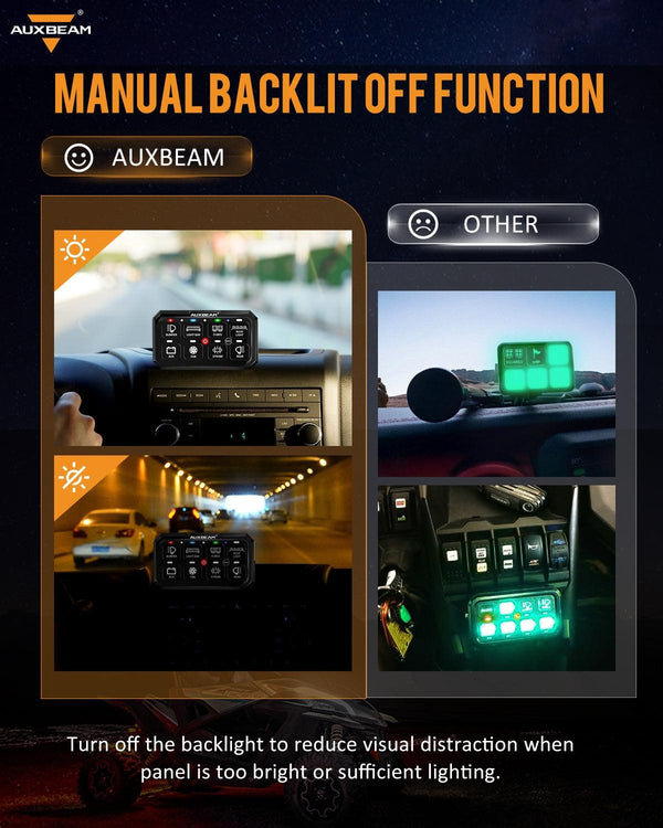 RGB Series 6/8/12 Gang LED Switch Panel,Off Road Light Controller - Dunes 2 Dezert SXS