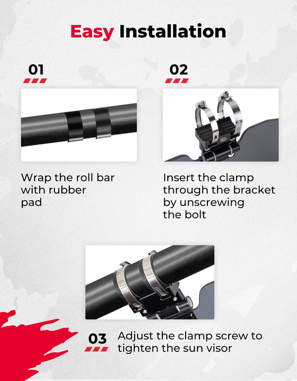 UTV Sun Visor Mirror for 1.5¡±-2¡± Roll Bars - Kemimoto