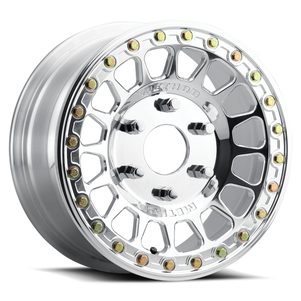 Polished Method 413 Forged Beadlock UTV Wheel with multi-spoke design, 6061 aluminum, and true beadlock ring for high-performance off-roading.