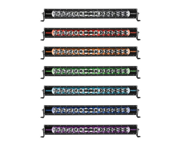 Rigid Industries 20" Radiance+ RGBW Light Bar with 8-color backlight, spot-drive optics, and waterproof housing for off-road use