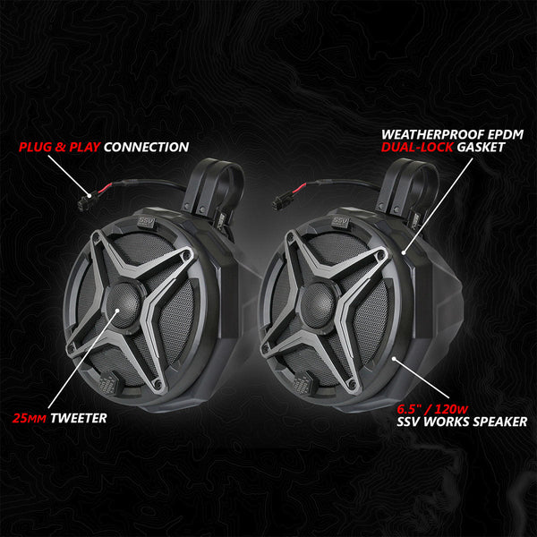 2024-2025 Can-Am® Maverick R, Phase-4 A-Spec 800watt 5-Speaker System - Dunes 2 Dezert SXS