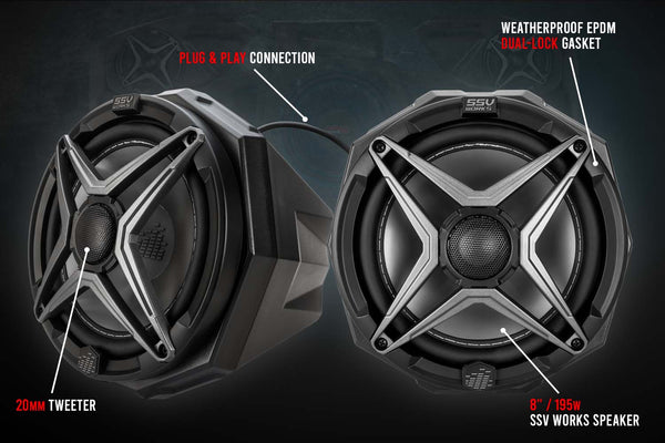 2021-2024 Polaris RZR Pro 8in Cage-Mounted Speaker Pods for Ride-Command - Dunes 2 Dezert SXS