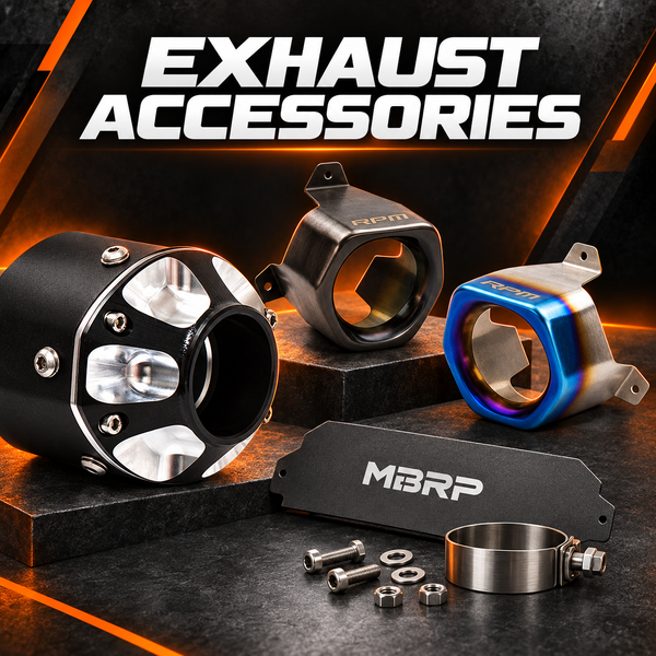 UTV exhaust tips, heat shields, clamps and replacement hardware