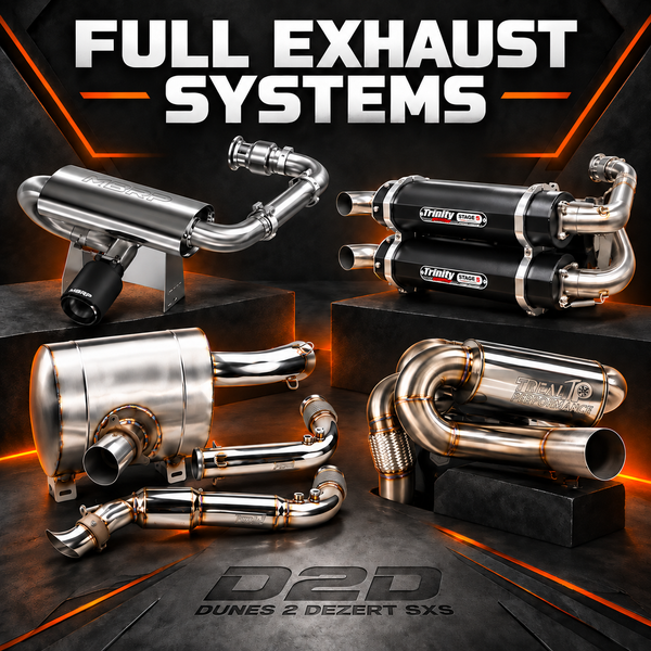 Full UTV exhaust systems from MBRP, Trinity Racing, RPM Powersports and Treal Performance