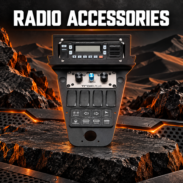 UTV radio accessories and installation components for communication systems