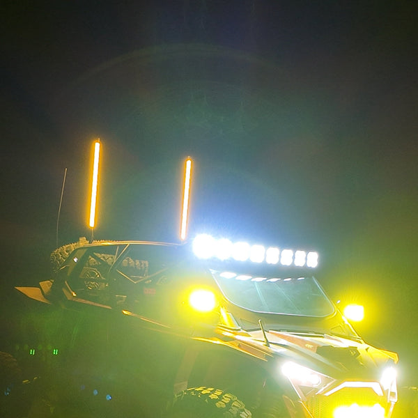 Polaris RZR Pro R with roof light bar blazing at night on the dunes | Dunes 2 Dezert