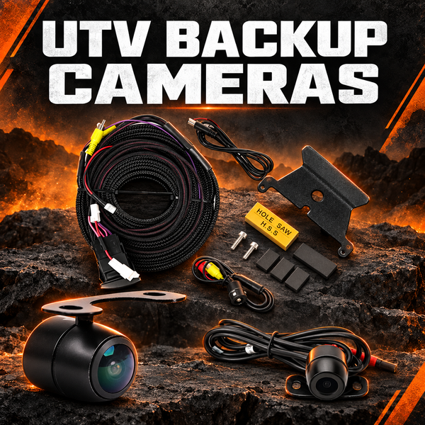UTV backup cameras with Can-Am X3 system kit, MB Quart camera and SSV Works camera