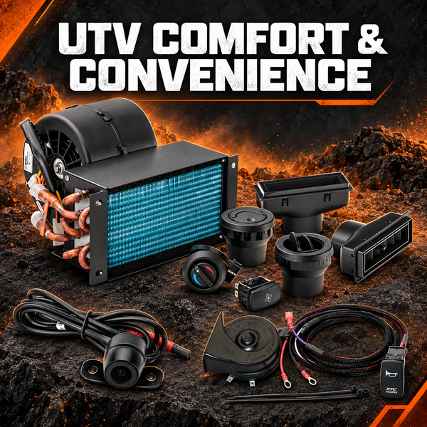 UTV comfort and convenience upgrades with heater, backup camera and horn kit