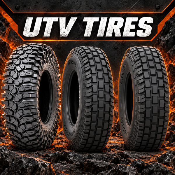 UTV tires from Maxxis Tensor and System 3 for trail rock and desert terrain