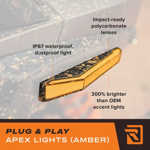 RAVEK Amber Apex Running Lights for Polaris RZR Turbo R - Dunes 2 Dezert SXS
