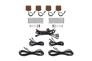 Diode Dynamics Stage Series Single Color LED Rock Light - Amber M8 (4-pack)