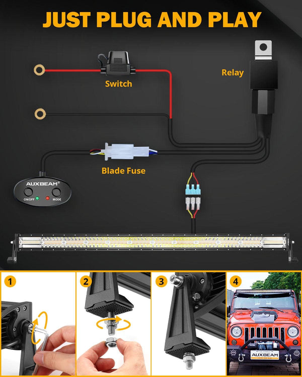 50 Inch 6 Modes White&Amber Straight Off Road Led Light Bar - Dunes 2 Dezert SXS
