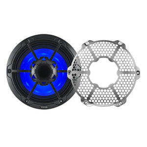 DS18 Hybrid Marine Speakers w/ Driver And RGB LED 10in 2-Way 450 Watts RMS 4 ohm Crbn Fiber w/ Cover