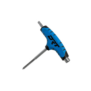 DRT T-handle clutch tool showing the 1/4-20 UNC threaded end, 10mm socket and rubberized grip